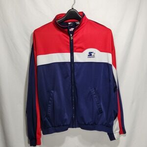 Vintage‎ Mens Starter Full Zip Track Warm Up Jacket Size XL Red White Blue